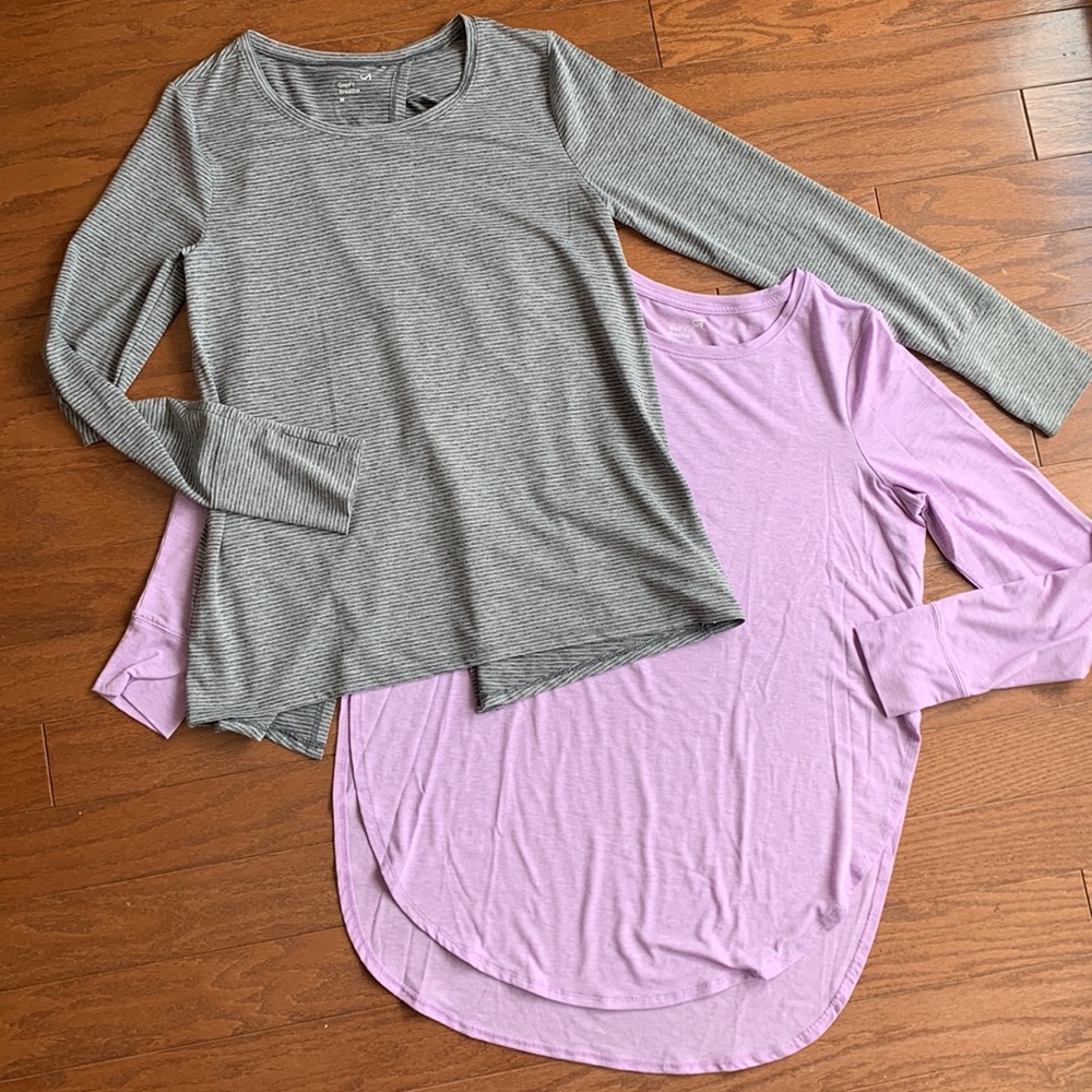 Gap Fit Breathe Long Sleeve Workout Tops: Bundle of 2 Size Medium